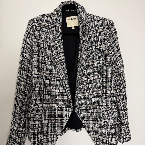L'AGENCE Kenzie Double Breasted Tweed Blazer - Picture 2 of 5